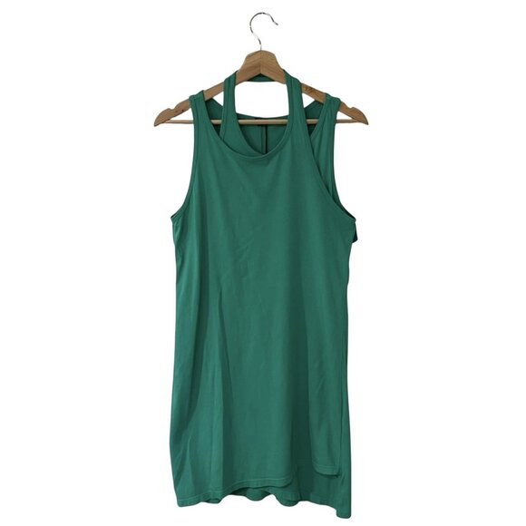 MONROW Double Layer Racer Tank Dress Size XS Strappy Halter Peacock Green HD0489 - Picture 2 of 10